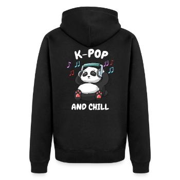K-Pop And Chill - Unisex Premium Bio Zip Hoodie - Schwarz - Hinten - Nico (187cm)