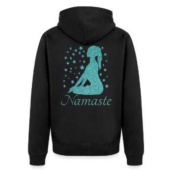 Vêtements de yoga Namaste pour femmes, hommes et enfants - Veste à capuche bio Premium Unisexe - noir - Dos - Nico (187cm)