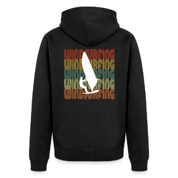 WINDSURFING - Unisex Premium Bio Zip Hoodie - Schwarz - Hinten - Nico (187cm)