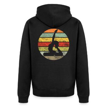 Yoga Kleidung Namaste Für Damen, Herren Und Kinder - Unisex Premium Bio Zip Hoodie - Schwarz - Hinten - Nico (187cm)