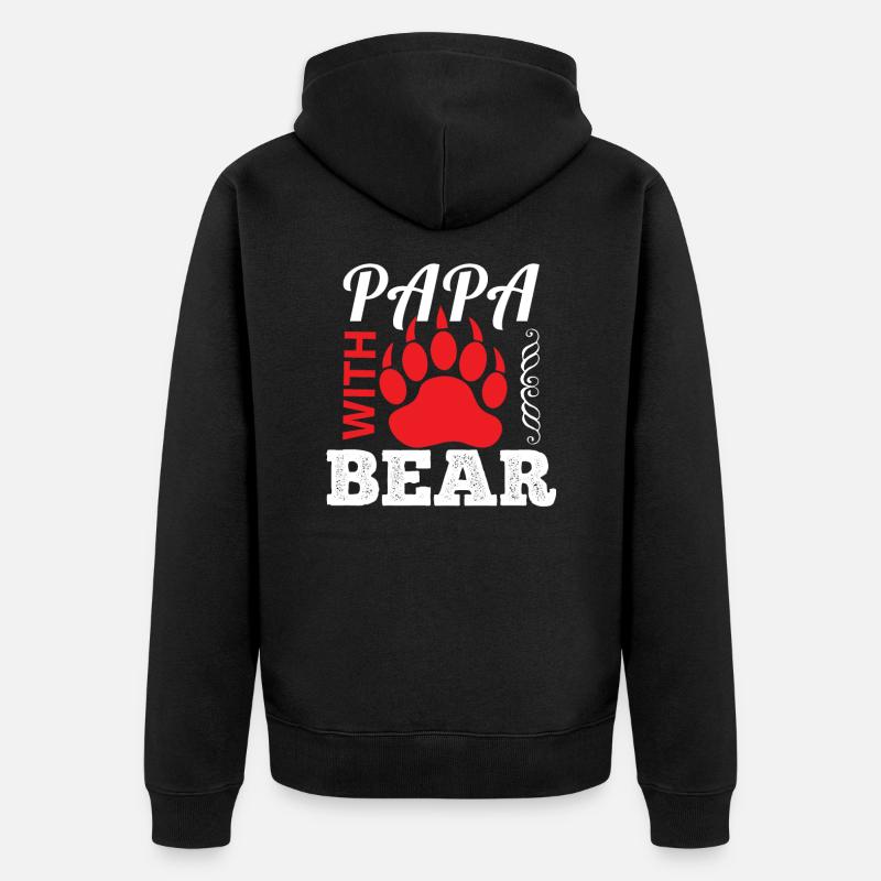 Papa Bear - Unisex Premium Bio Zip Hoodie - Schwarz