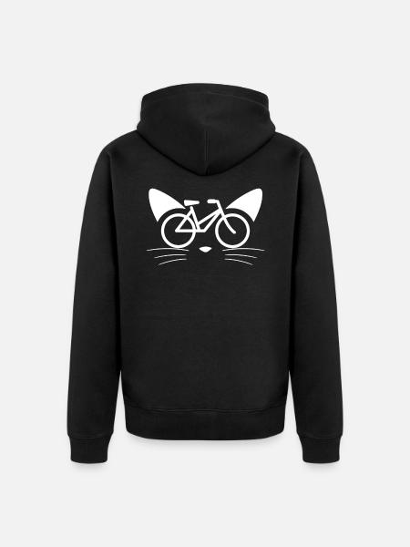 Bicycle cat face - Unisex Premium Organic Zip Hoodie - black