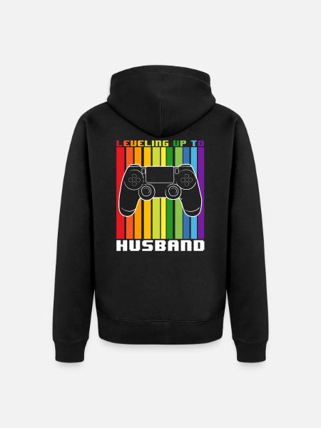 Leveling Up To Husband - Unisex Premium Organic Zip Hoodie - black