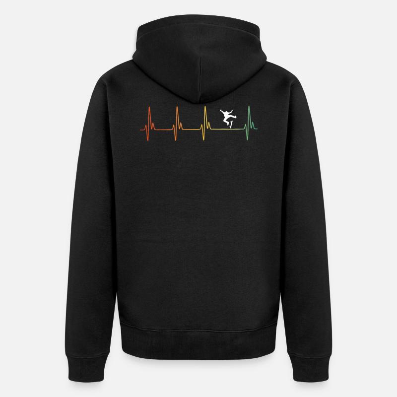 Battement de coeur rétro skateboard - Veste à capuche bio Premium Unisexe - noir