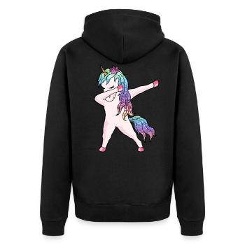 Unicorn gift for girls and women - Unisex Premium Organic Zip Hoodie - black - Back - Nico (187cm)