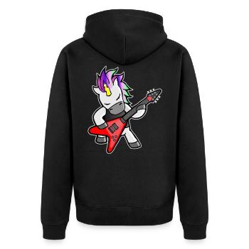 Cadeau de licorne pour femmes, hommes et enfants - Veste à capuche bio Premium Unisexe - noir - Dos - Nico (187cm)