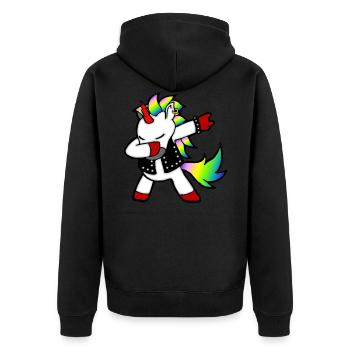 Einhorn Geschenk Für Frauen, Herren Und Kinder - Unisex Premium Bio Zip Hoodie - Schwarz - Hinten - Nico (187cm)