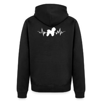 Heartbeat Tshirt For Bichon Frize Owners - Unisex Premium Organic Zip Hoodie - black - Back - Nico (187cm)