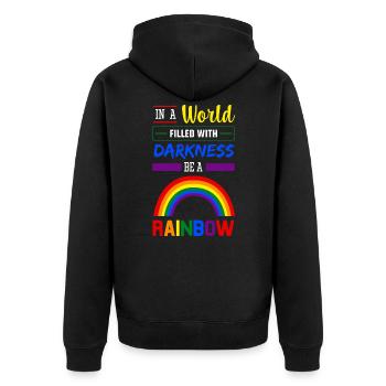Be A Rainbow - Unisex Premium Bio Zip Hoodie - Schwarz - Hinten - Nico (187cm)