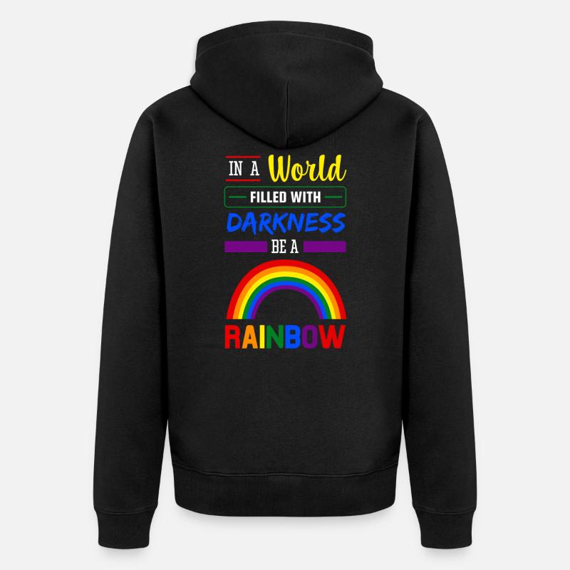 Be A Rainbow - Unisex Premium Bio Zip Hoodie - Schwarz