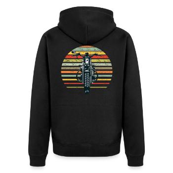 Moto Biker Retro Design Hommes Femmes Enfants - Veste à capuche bio Premium Unisexe - noir - Dos - Nico (187cm)