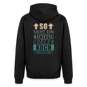 Cooler Koch Bester Koch Geschenk Herren Jungen - Unisex Premium Bio Zip Hoodie - Schwarz - Hinten - Nico (187cm)