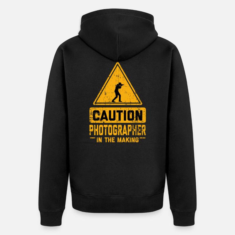 CAUTION Photographer In The Making - Veste à capuche bio Premium Unisexe - noir