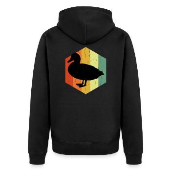 Distressed Duck Duck Hexagon - Unisex Premium Organic Zip Hoodie - black - Back - Nico (187cm)