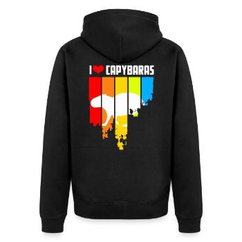 Retro Capybara Design - Unisex Premium Bio Zip Hoodie - Schwarz - Hinten - Nico (187cm)