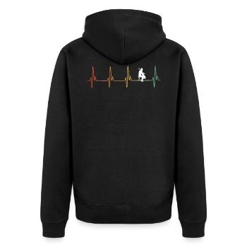 Battement de coeur de violoncelle vintage - Veste à capuche bio Premium Unisexe - noir - Dos - Nico (187cm)