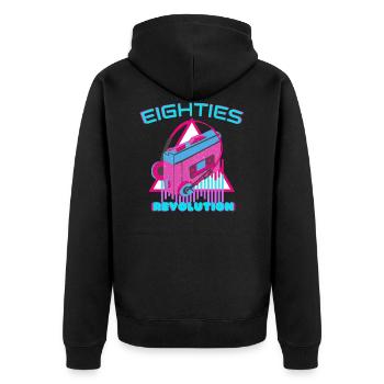 T-SHIRT 80er Geschenk Vintage Geschenk - Unisex Premium Bio Zip Hoodie - Schwarz - Hinten - Nico (187cm)