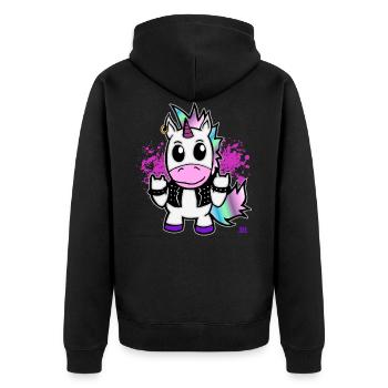 Einhorn Geschenk Für Frauen, Herren Und Kinder - Unisex Premium Bio Zip Hoodie - Schwarz - Hinten - Nico (187cm)