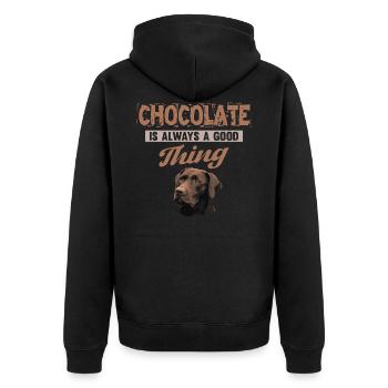 Chocolat Labrador Dog Dog énonciations cadeau - Veste à capuche bio Premium Unisexe - noir - Dos - Nico (187cm)