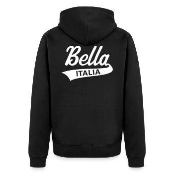 Bella Italia (Italien Italienisch / I Love Italy) - Unisex Premium Bio Zip Hoodie - Schwarz - Hinten - Nico (187cm)