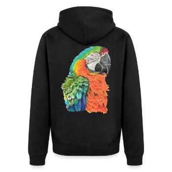 Papagei Ara macaw Paradiesvogel - Unisex Premium Bio Zip Hoodie - Schwarz - Hinten - Nico (187cm)
