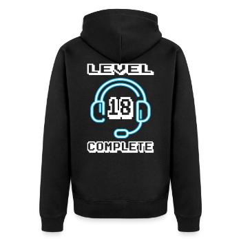 18 Jahre Gamer Geburtstag - Unisex Premium Bio Zip Hoodie - Schwarz - Hinten - Nico (187cm)