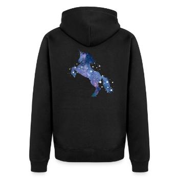 Cadeau de licorne avec étoiles espace extra-atmosphérique - Veste à capuche bio Premium Unisexe - noir - Dos - Nico (187cm)