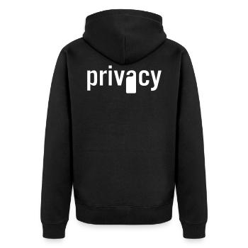 Privacy - Unisex Premium Organic Zip Hoodie - black - Back - Nico (187cm)