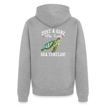 Meeresschildkröte - Unisex Premium Bio Zip Hoodie - Grau meliert - Hinten - Nico (187cm)