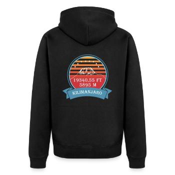 Kilimanjaro Berg Natur Bergsteiger Tansania retro - Unisex Premium Bio Zip Hoodie - Schwarz - Hinten - Nico (187cm)