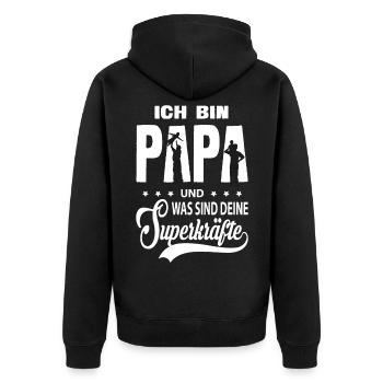 Vatertag Papa Superheld Statement bester Vater - Unisex Premium Bio Zip Hoodie - Schwarz - Hinten - Nico (187cm)