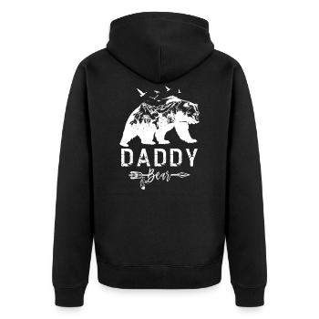 Papa Bär - Unisex Premium Bio Zip Hoodie - Schwarz - Hinten - Nico (187cm)