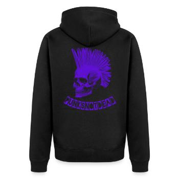 Punks Not Dead Punker Totenkopf Skull Frisur - Unisex Premium Bio Zip Hoodie - Schwarz - Hinten - Nico (187cm)
