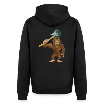 Gitarrist - Unisex Premium Bio Zip Hoodie - Schwarz - Hinten - Nico (187cm)