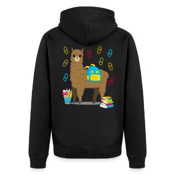 Lama alpaga school start cadeau scolaire - Veste à capuche bio Premium Unisexe - noir - Dos - Nico (187cm)
