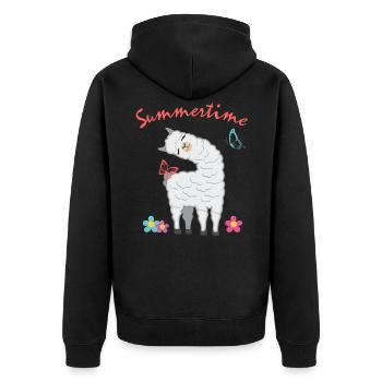 Vacances d'été en cadeau d'alpaga lama d'été - Veste à capuche bio Premium Unisexe - noir - Dos - Nico (187cm)