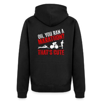 Triathlon Triathlet Triathletin Geschenk - Unisex Premium Bio Zip Hoodie - Schwarz - Hinten - Nico (187cm)