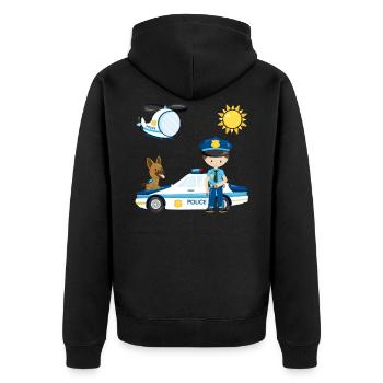Polizei Kinder Geschenk Polizist Jungen Mädchen - Unisex Premium Bio Zip Hoodie - Schwarz - Hinten - Nico (187cm)