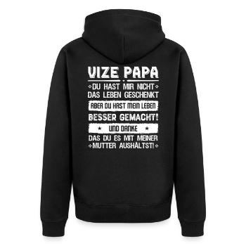 Stiefvater Papa Vater Geschenk T-Shirt bester vize - Unisex Premium Bio Zip Hoodie - Schwarz - Hinten - Nico (187cm)
