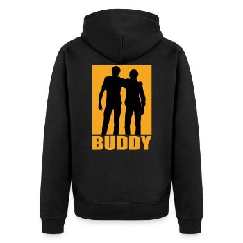 Buddy design - Unisex Premium Organic Zip Hoodie - black - Back - Nico (187cm)