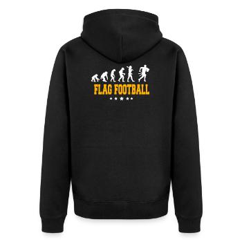 FLAG FOOTBALL - Unisex Premium Bio Zip Hoodie - Schwarz - Hinten - Nico (187cm)