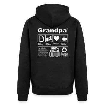 Grandpa - Unisex Premium Organic Zip Hoodie - black - Back - Nico (187cm)