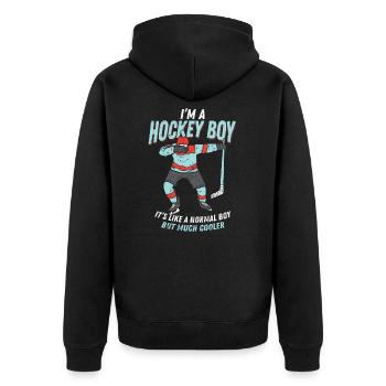 Dabbing Hockey Boy Gift - Unisex Premium Organic Zip Hoodie - black - Back - Nico (187cm)