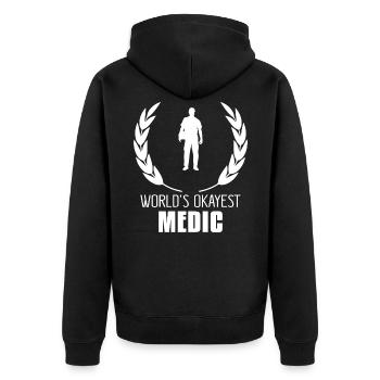 medic - Unisex Premium Organic Zip Hoodie - black - Back - Nico (187cm)