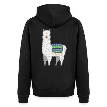 Cadeau drôle de poche de poitrine d'alpaga de lama - Veste à capuche bio Premium Unisexe - noir - Dos - Nico (187cm)