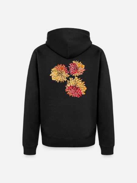 Flowers with floral pattern - Unisex Premium Organic Zip Hoodie - black