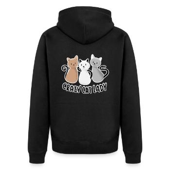 Crazy Cat Lady - Unisex Premium Organic Zip Hoodie - black - Back - Nico (187cm)