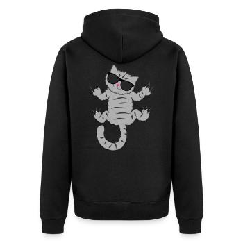 Chat amoureux des chats chat maman cadeau drôle - Veste à capuche bio Premium Unisexe - noir - Dos - Nico (187cm)