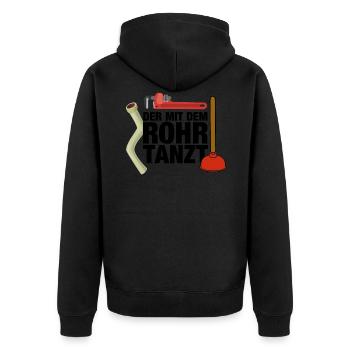 Klempner Spruch Lustig Männer Geschenkidee - Unisex Premium Bio Zip Hoodie - Schwarz - Hinten - Nico (187cm)