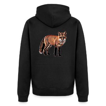 Fuchs - Unisex Premium Bio Zip Hoodie - Schwarz - Hinten - Nico (187cm)